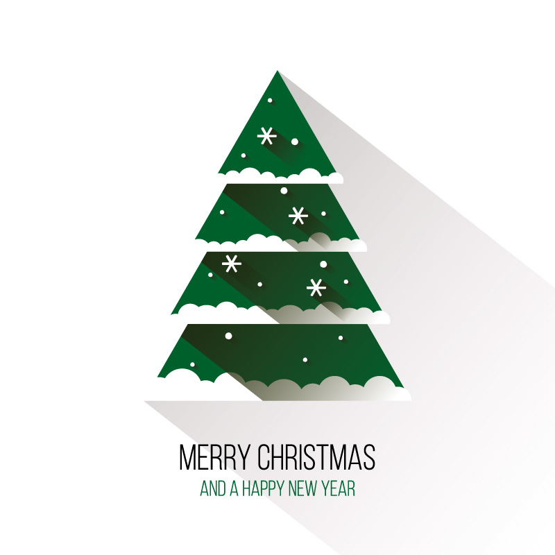 Flat green Christmas tree vector material