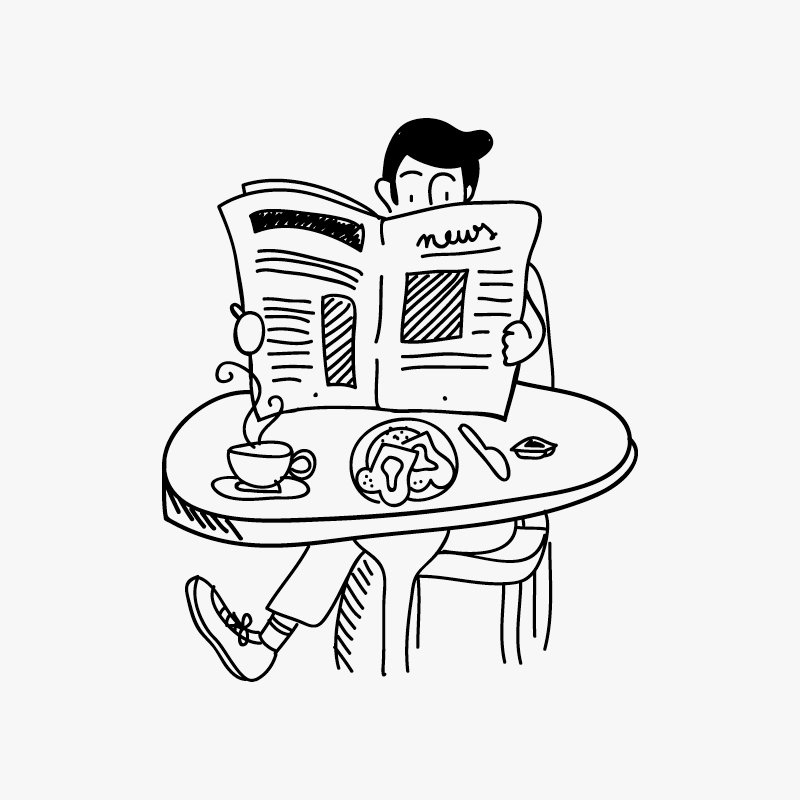 Newspaper man painted background vector material
