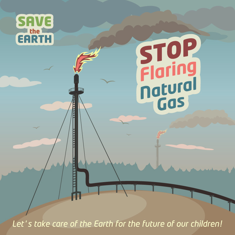 Ban on burning natural gas public service poster vector material
