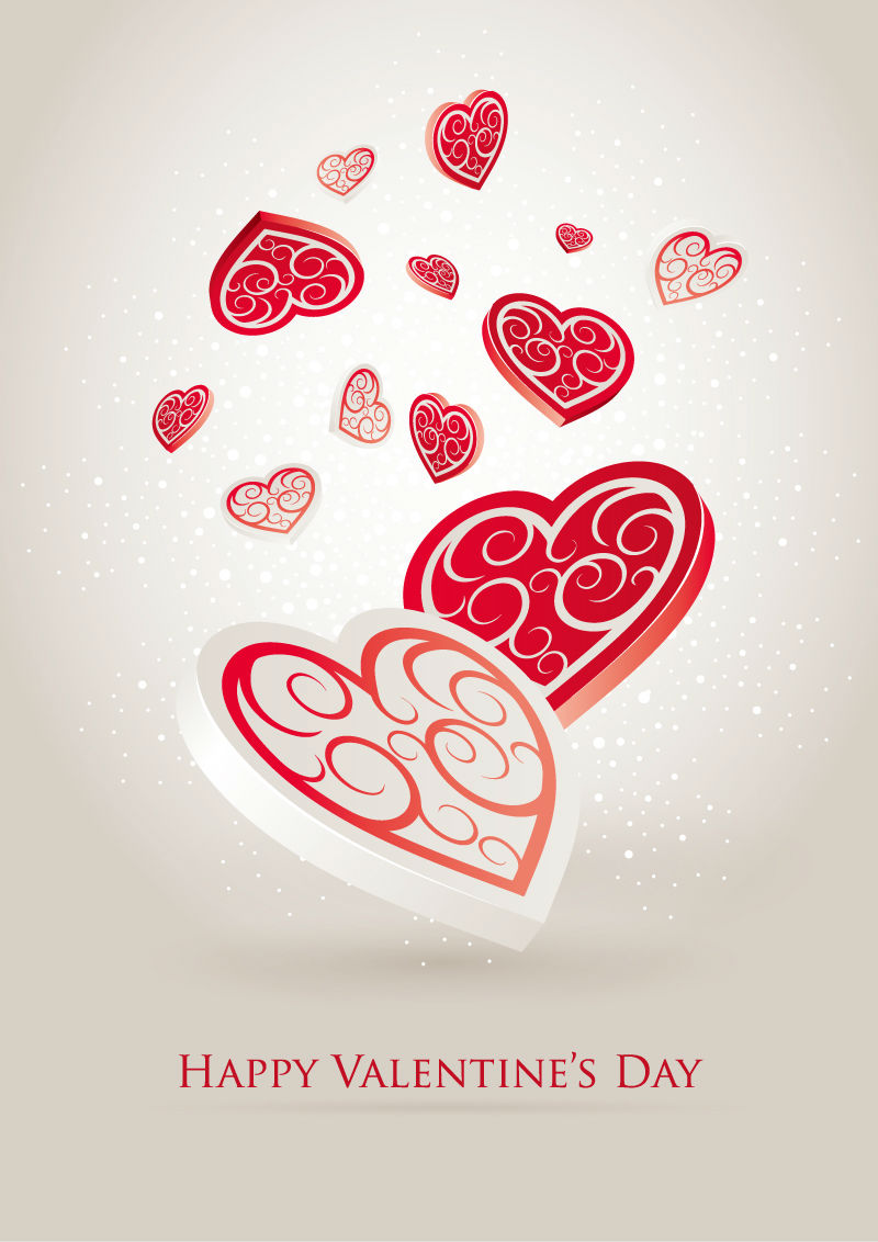 Valentine love piece three-dimensional pattern vector material