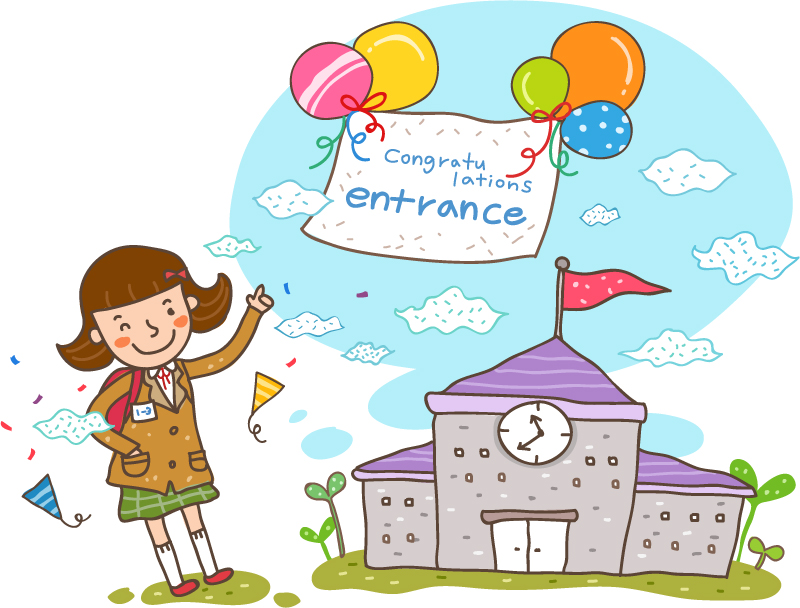 Cartoon welcome school campus illustrator vector material
