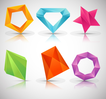 6 color three-dimensional logo design vector material