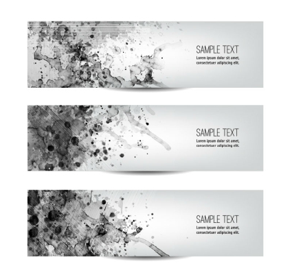 3 black ink banner vector material
