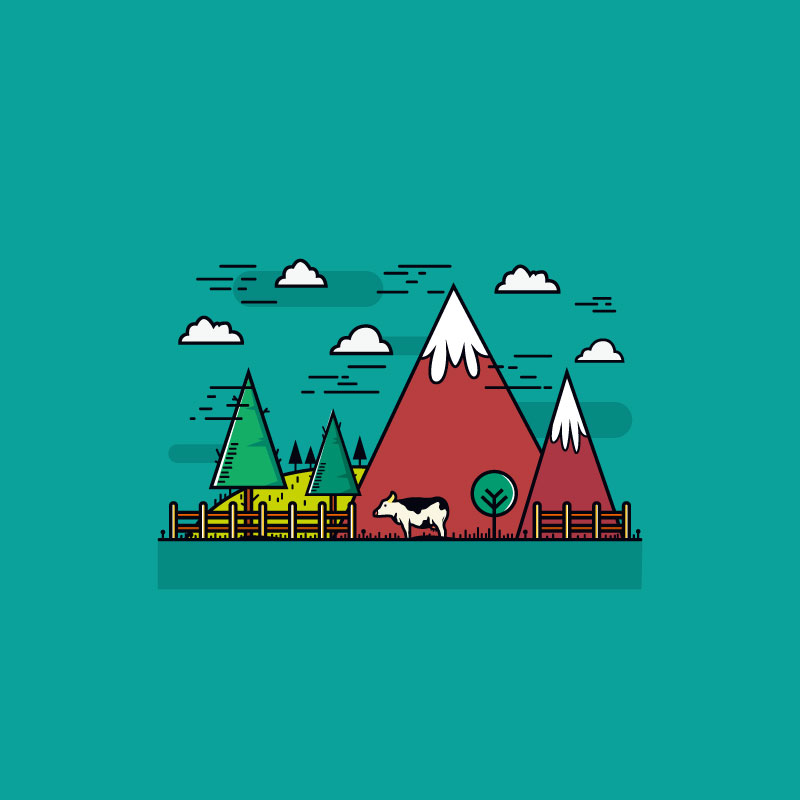 Ranch Cow vector material Under the Snow