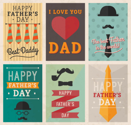 6 creative father's Day greeting card vector material