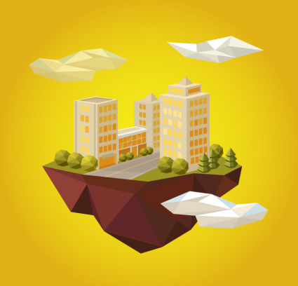 Creative cloud of building design vector material