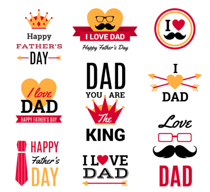 9 color father's Day label vector map