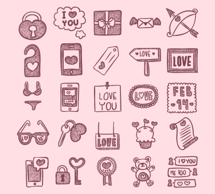 25 Valentine's Day icon vector material