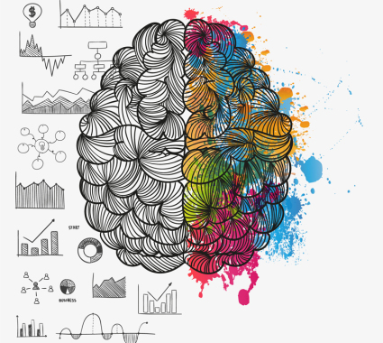 Painted brain design vector material
