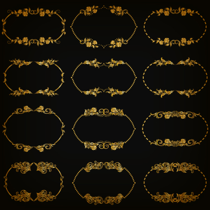 12 gold pattern frame vector
