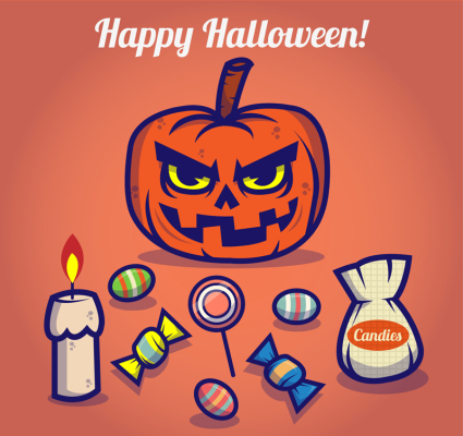 9 cartoon Halloween element vector material