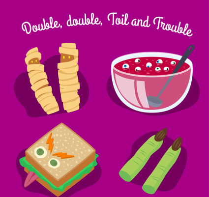 4 Creative Halloween food vector material