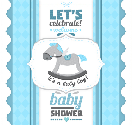 Blue horse infant welcome party poster vector
