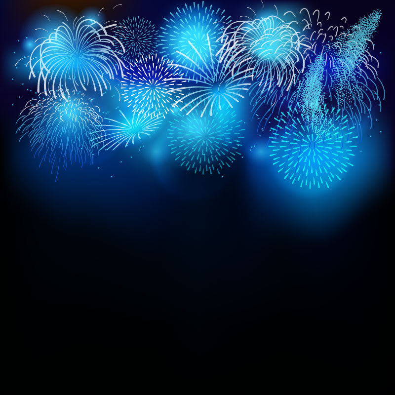 Bright blue fireworks background vector material