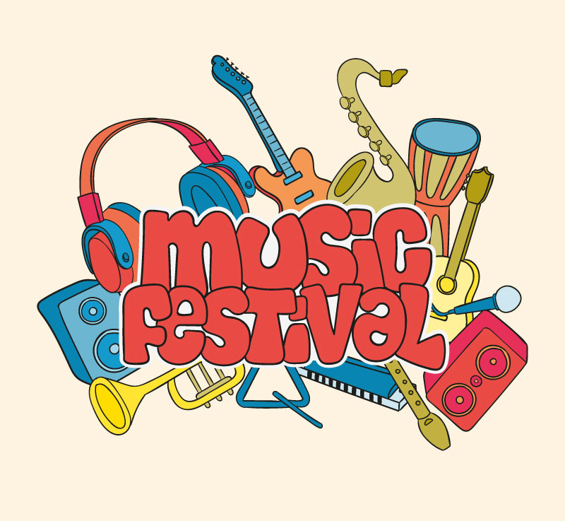 Creative Music Festival WordArt vector material