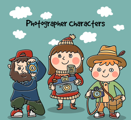 3 painted Photography characters vector material