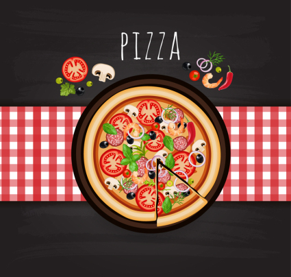 Italy Pizza plan view vector material