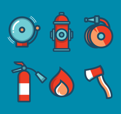 6 Fire red theme icon vector material