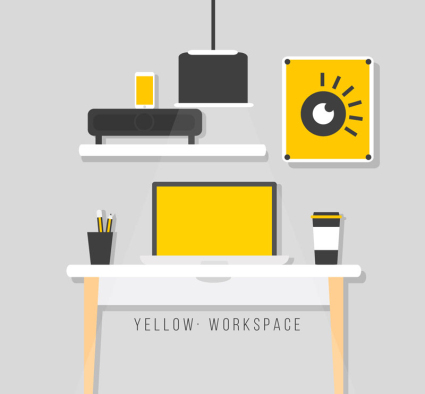 Clean design studio yellow line vector material