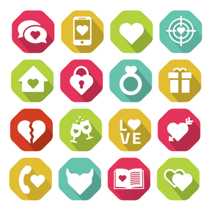 16 models love element vector material icon