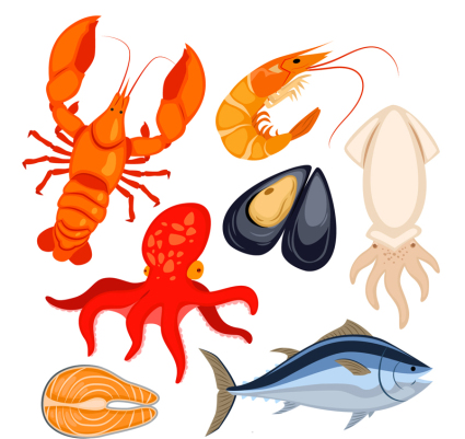 7 cartoon marine life vector material