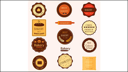11 models baked goods label design vector material