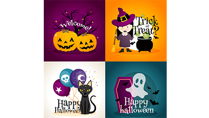 4 Creative Halloween cards vector material