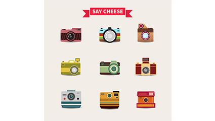 9 color camera design vector material