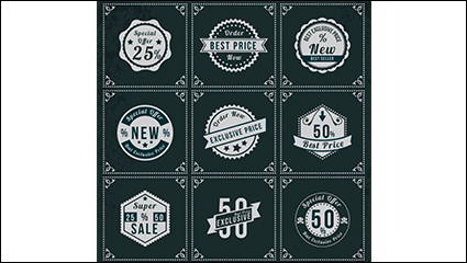 9 Retro discount tag vector material