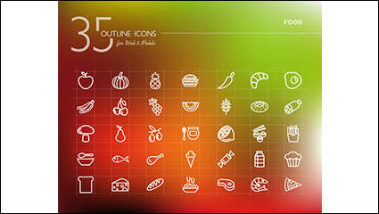 35 food outline icon vector material