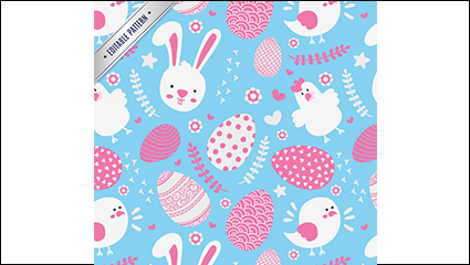 Fresh rabbit and egg seamless background vector