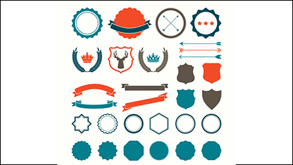 30 models of color blank tag with ribbon vector