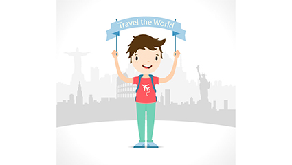 The boy held banners travel vector material