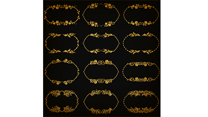 12 gold pattern frame vector