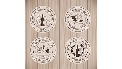 4 circular wine label vector material