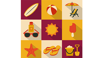 9 square icon vector summer vacation