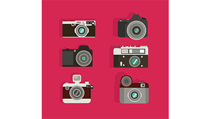 6 stylish camera design vector