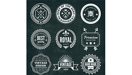 9 retro label design vector material