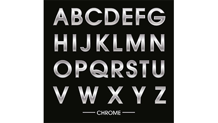 26 silver metal texture letters vector design