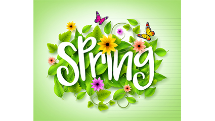 Spring floral art word vector material