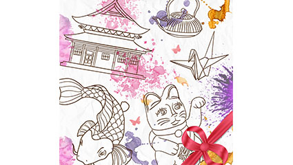 Japanese painting elements illustrator vector material