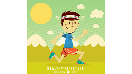 Cartoon man running fitness vector material