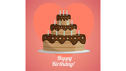 Cartoon three chocolate birthday cake Vector material