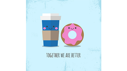 Lovely coffee and donuts vector material