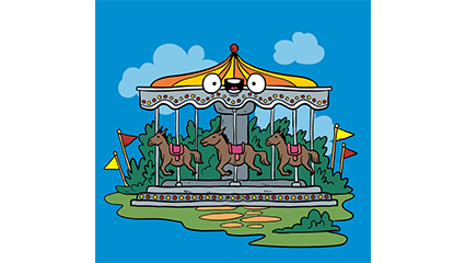 Creative amusement park carousel vector material