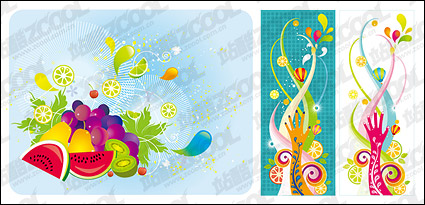 The trend of colorful fruit theme vector material