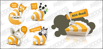 Cute animal theme subscribe to rss icon vector material