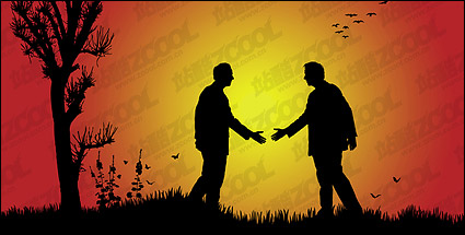 Vector silhouette handshake material