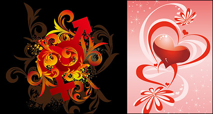 Heart-shaped symbols male and female pattern vector