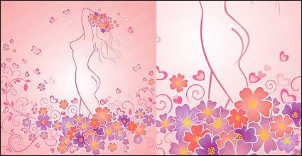 Can love a woman-shaped flowers with the line vector material
